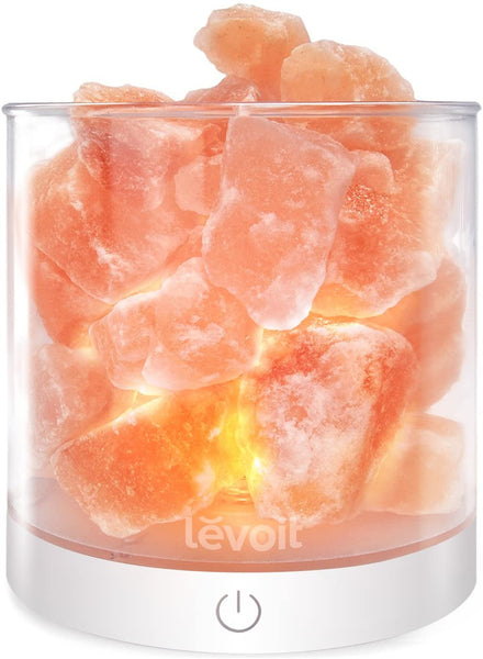 Roll over image to zoom in        LEVOIT Cora Himalayan Salt Lamp, Natural Hymalain Pink Salt Rock Lamps, USB Sea Salt Crystal Night Light with Touch Dimmer Switch, 3 Bulbs, UL-Listed Cord, Holiday Gift.