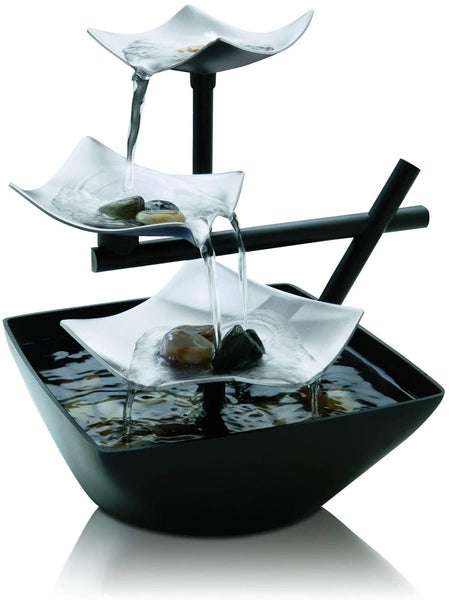 HoMedics Silver Springs Indoor Relaxation Fountain, Illuminated Waterfall, Automatic Pump